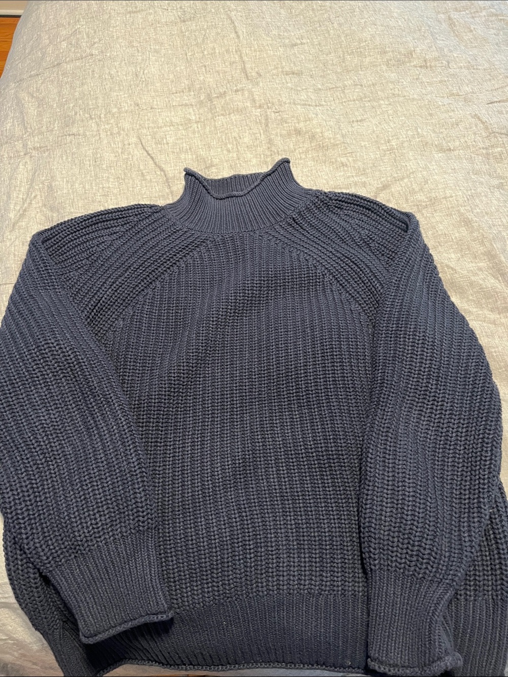 J. Crew Dark Navy Ribbed Mock Neck Sweater